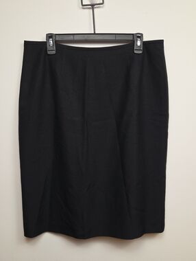 100% Silk Womens KASPER Classic Black Pencil Skirt Business Casual Office Career